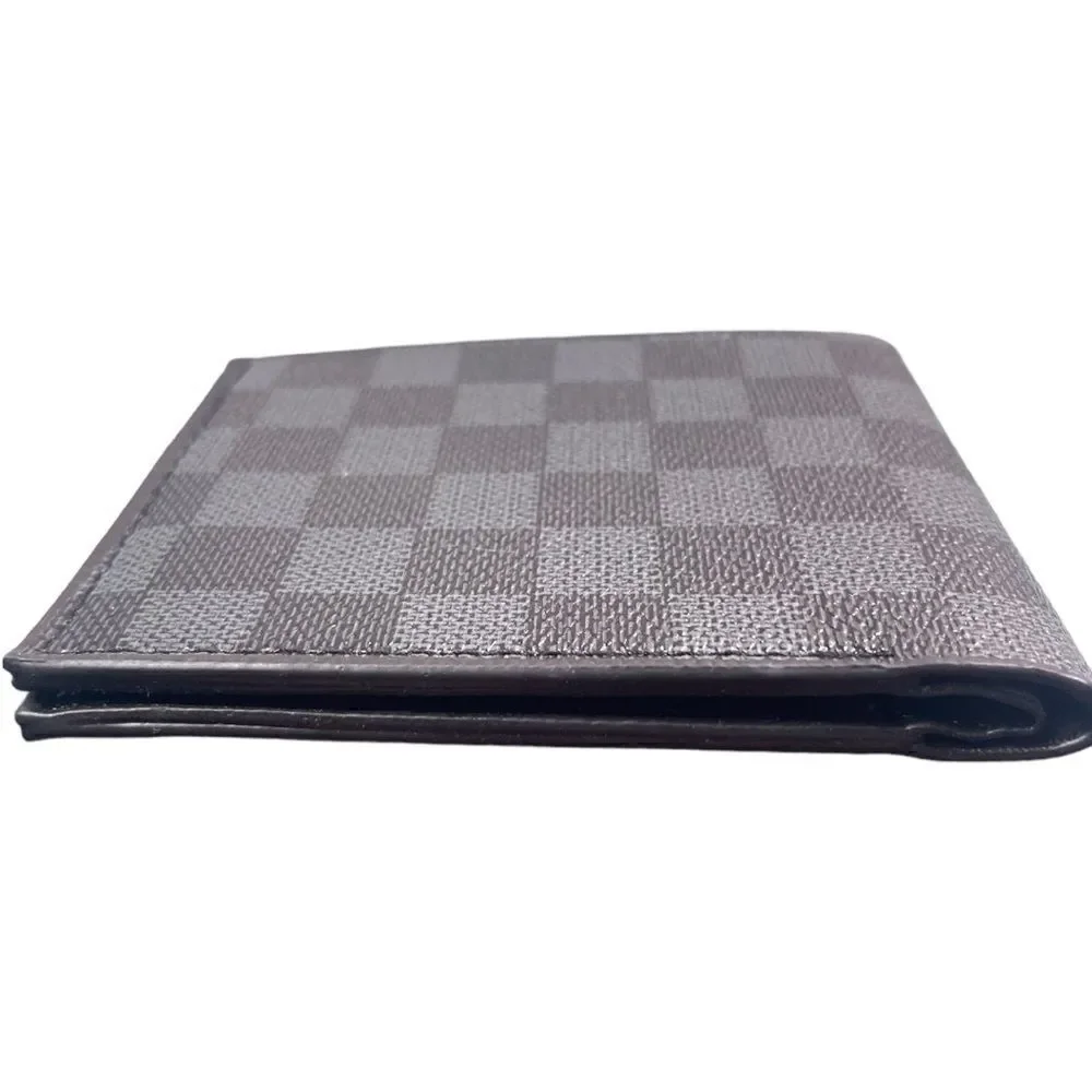 NEW Designer Inspired Black Gray Checkered Bifold Wallet